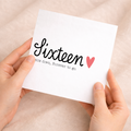 A romantic 16th wedding anniversary greeting card for a husband or wife featuring a simple letters and numbers design on a white background.