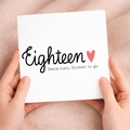 An 18th wedding anniversary greeting card for a husband or wife featuring a clean design with "18 Years" in elegant lettering.