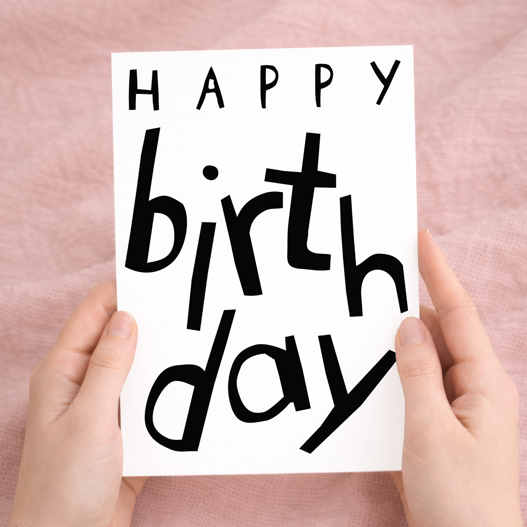 Charming birthday greeting card featuring an animal-themed illustration on sustainable recycled cardstock, paired with a brown Kraft envelope.