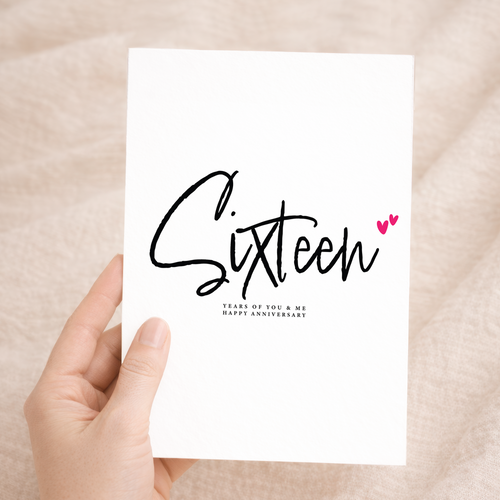 16 Year Anniversary Card for Husband Wife Boyfriend Girlfriend Wedding