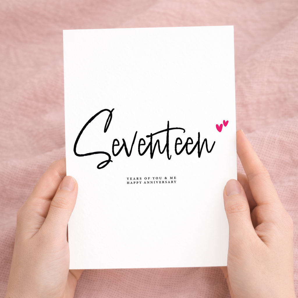 17 Year Anniversary Card for Husband Wife Boyfriend Girlfriend Wedding