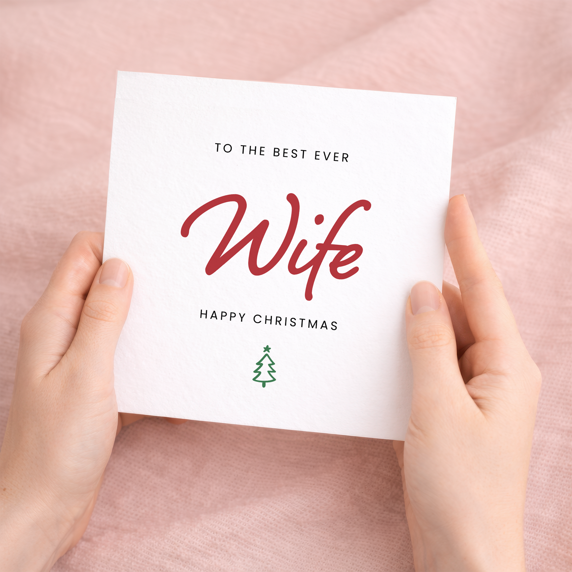 A festive Christmas greeting card for a wife featuring a stylish typographic design with the message Best Wife Ever.