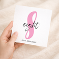 An 8th wedding anniversary greeting card featuring a simple and elegant design with the number 8 on a white background.