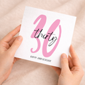 A simple and elegant 30th wedding anniversary greeting card featuring the number 30 in a decorative font on a clean white background.