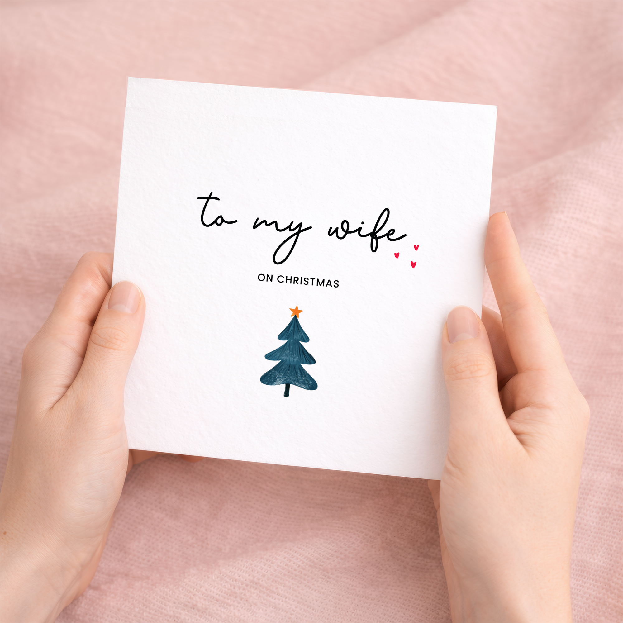A unique and eco-friendly Christmas greeting card for a wife featuring a letters and numbers design on a white background.