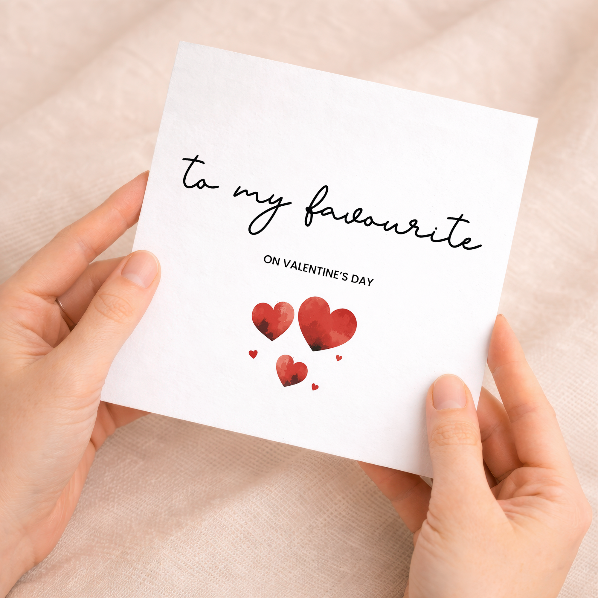 A simple and cute Valentine's Day greeting card featuring a charming typography design with the text My Favourite Person on a white background.