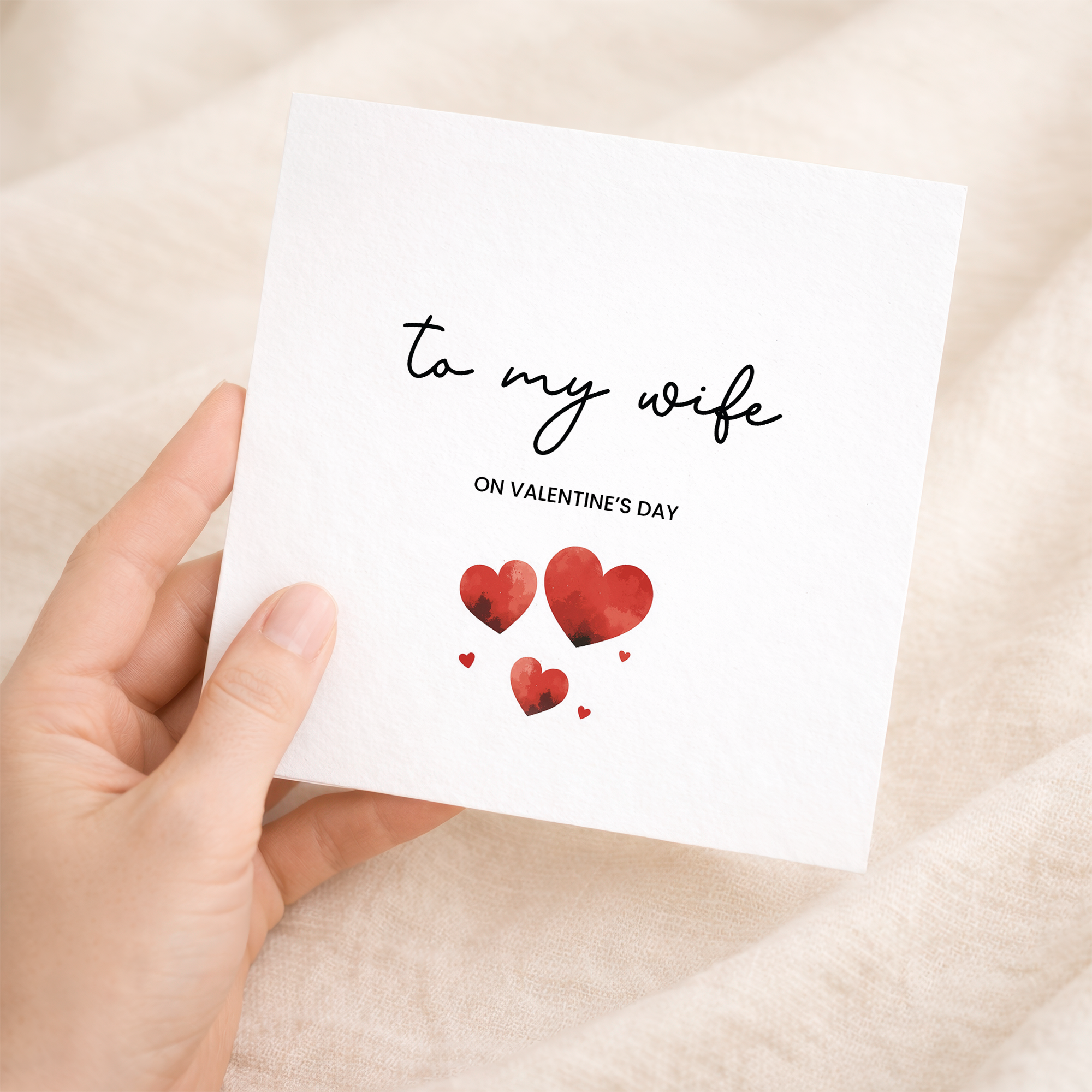 A simple and cute Valentine's Day greeting card for a wife featuring a romantic design on a white background.