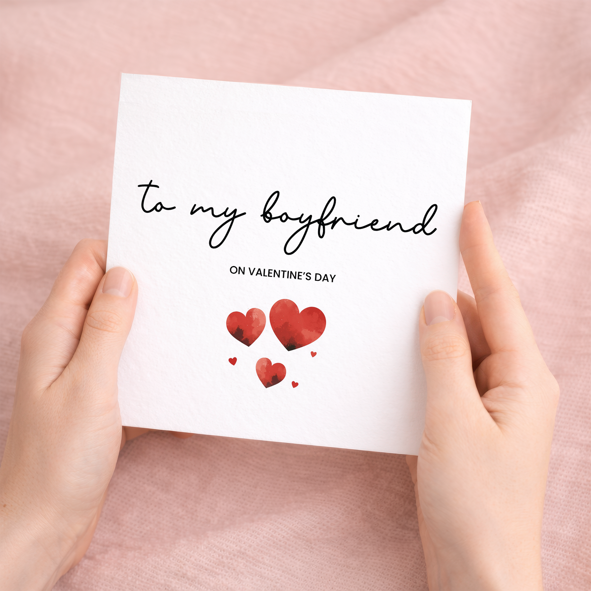 A simple and cute Valentine's Day greeting card for a boyfriend featuring a clean design on a white background.