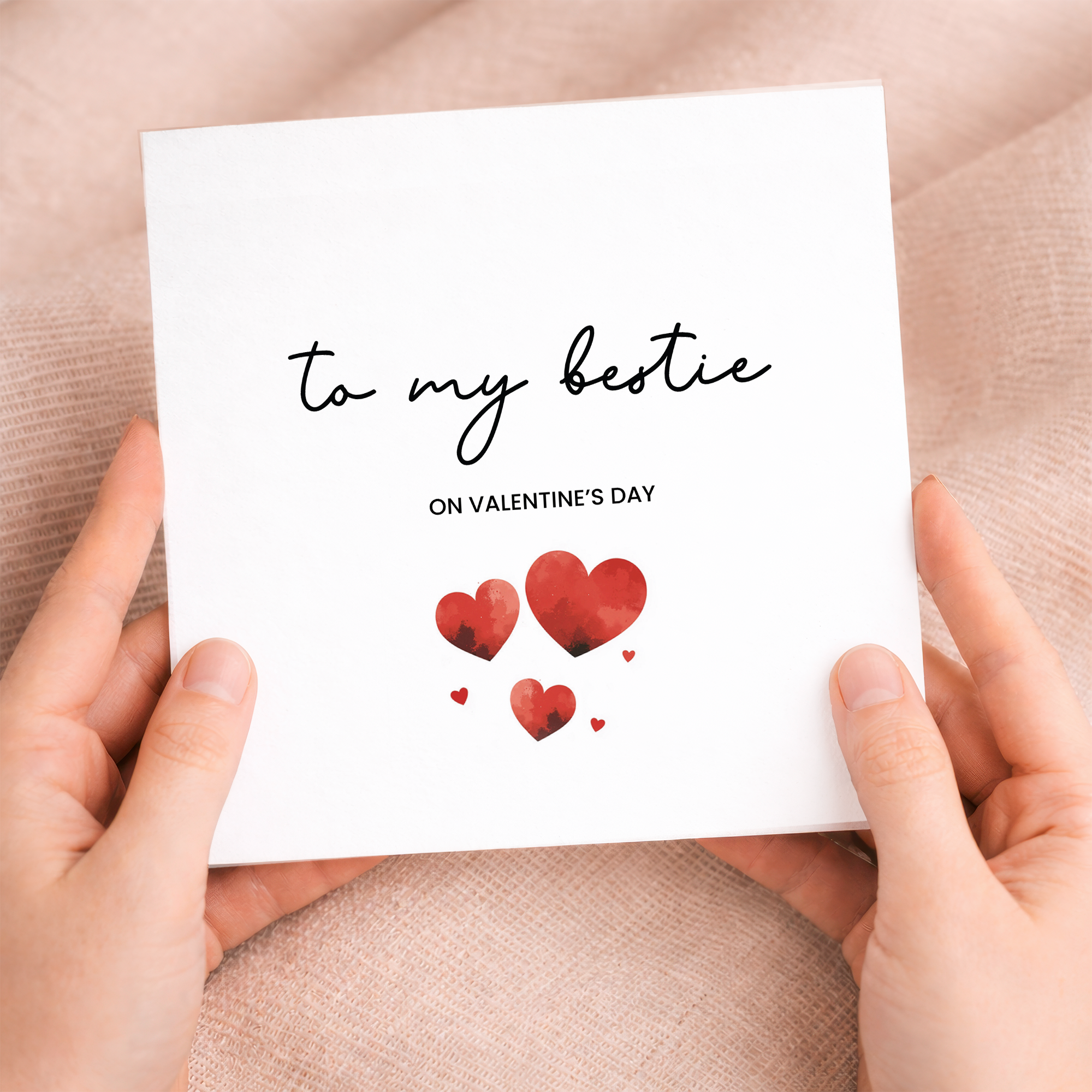 A simple and cute Valentine's Day greeting card for a bestie featuring a minimalist design on a white background.