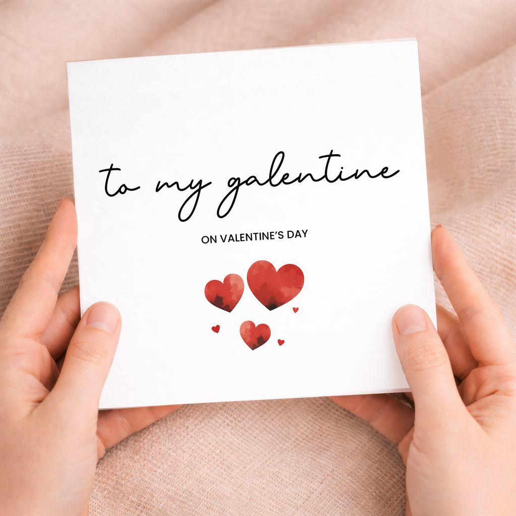 A cute and simple Valentine's Day greeting card for a Galentine featuring a minimal design on a white background.