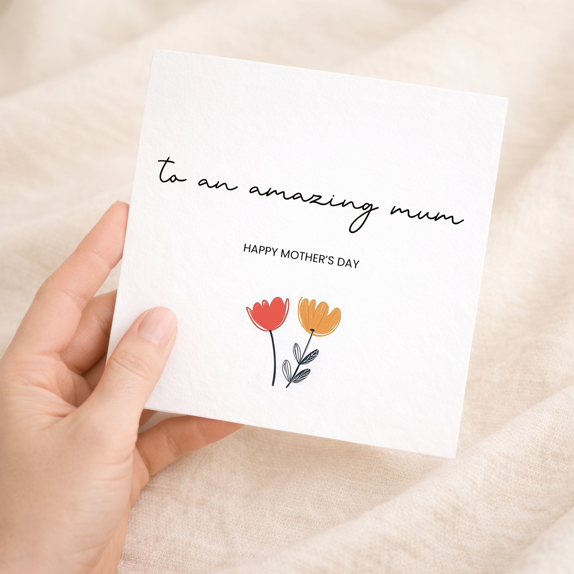 Mother's Day Card For Mum, To an Amazing Mum Happy Mother's Day, Simple Cute Flower Card