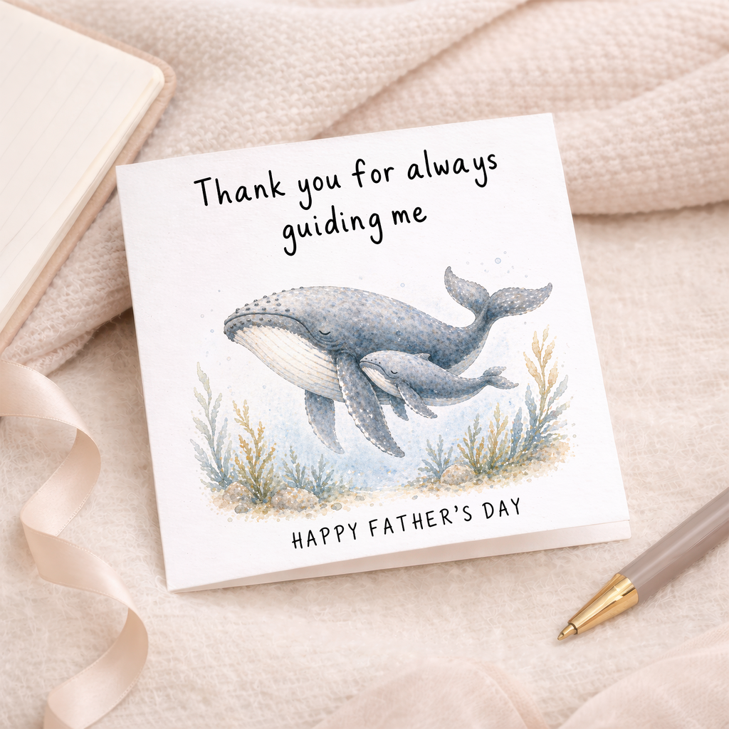Father's Day Card Thank You For Always Guiding Me Whale