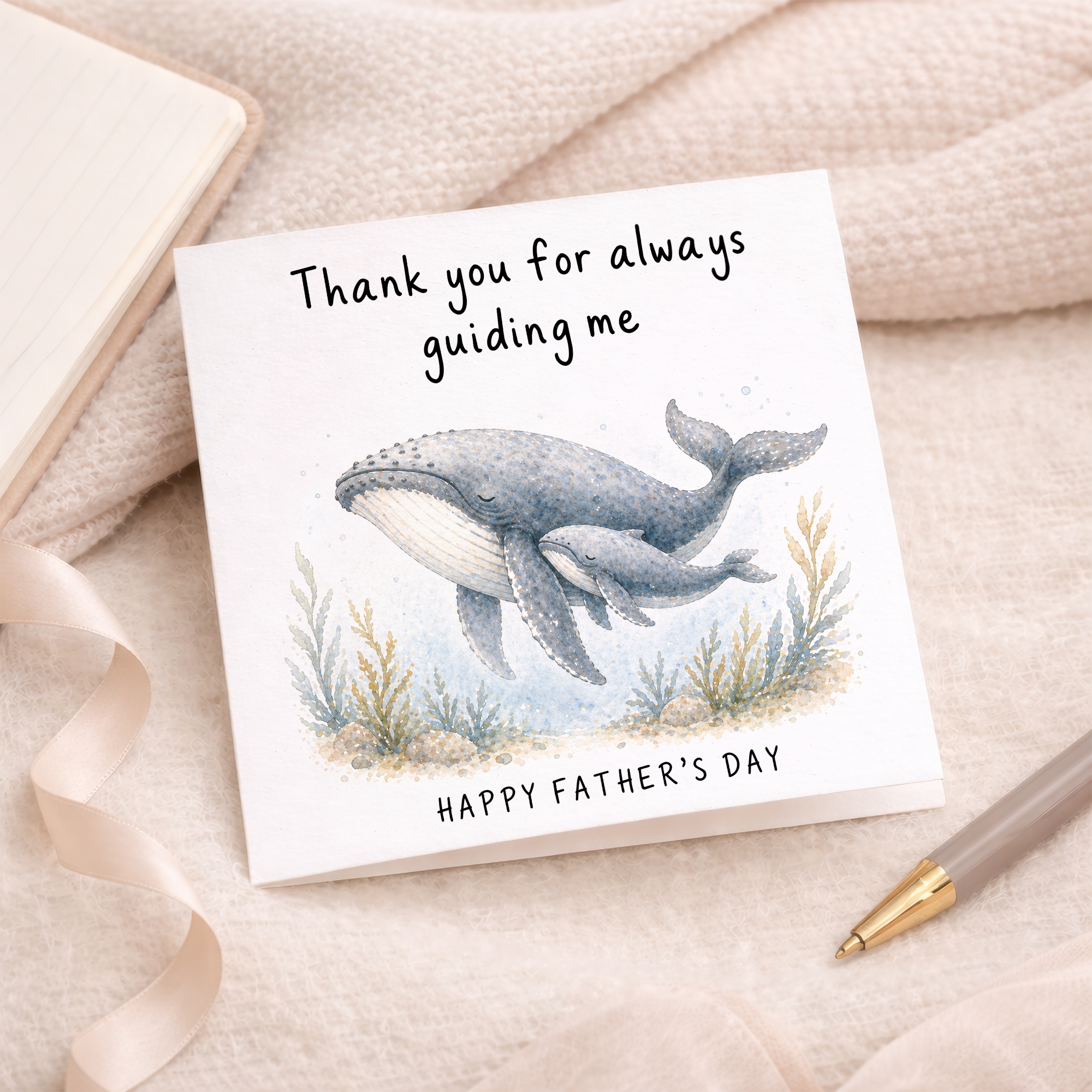 Father's Day Card Thank You For Always Guiding Me Whale