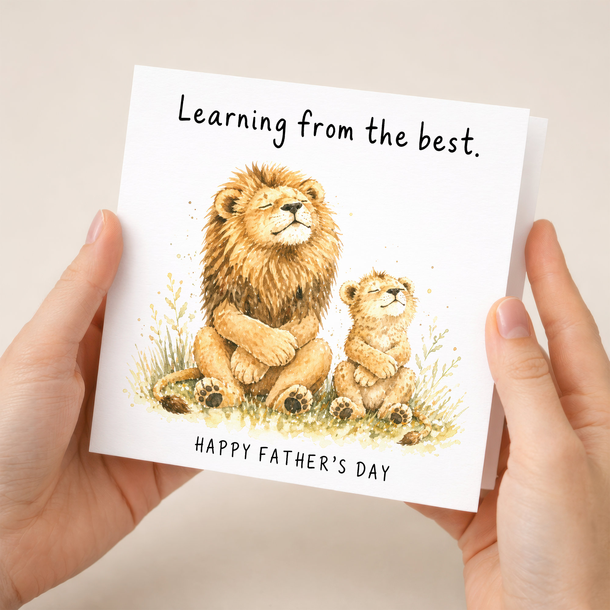Father's Day Card Learning From The Best Lion Dad and Cub