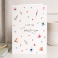 A Little Thank You Card Scattered Watercolour Flowers Greeting Card
