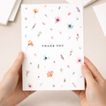 Thank You Card Scattered Watercolour Flowers Floral Greeting Card