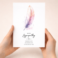 With Sympathy Card Watercolour Feather Thinking Of You Card