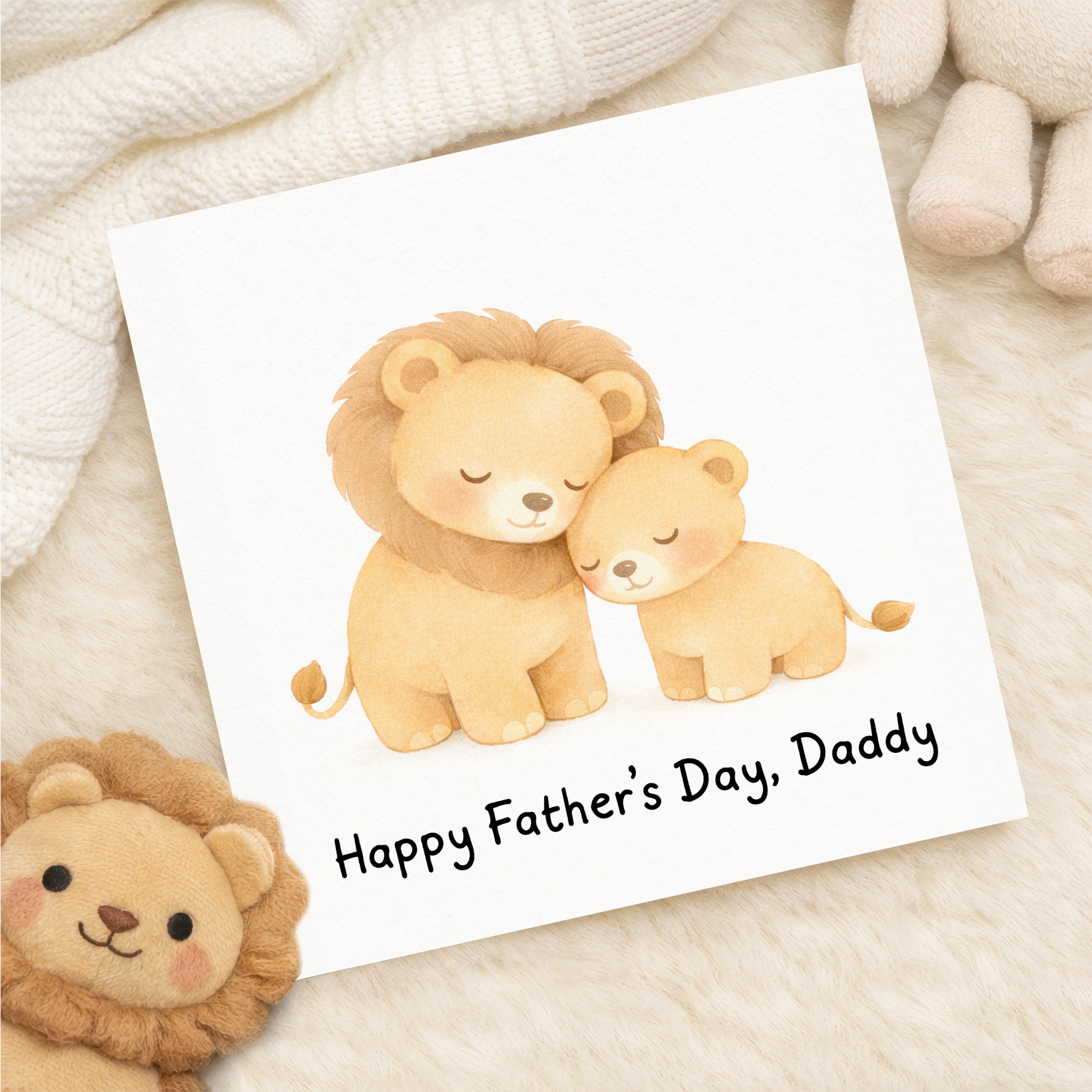 Father's Day Card Happy Father's Day, Daddy Lion and Cub