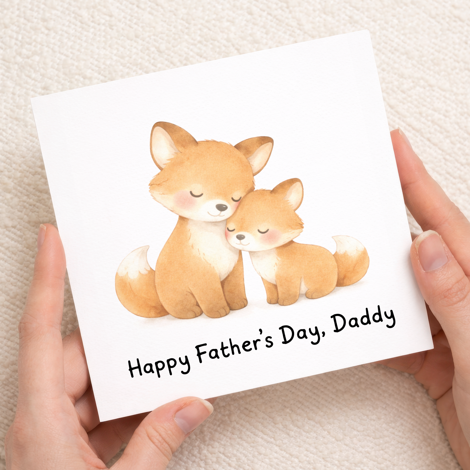 Father's Day Card Happy Father's Day, Daddy Fox and Cub