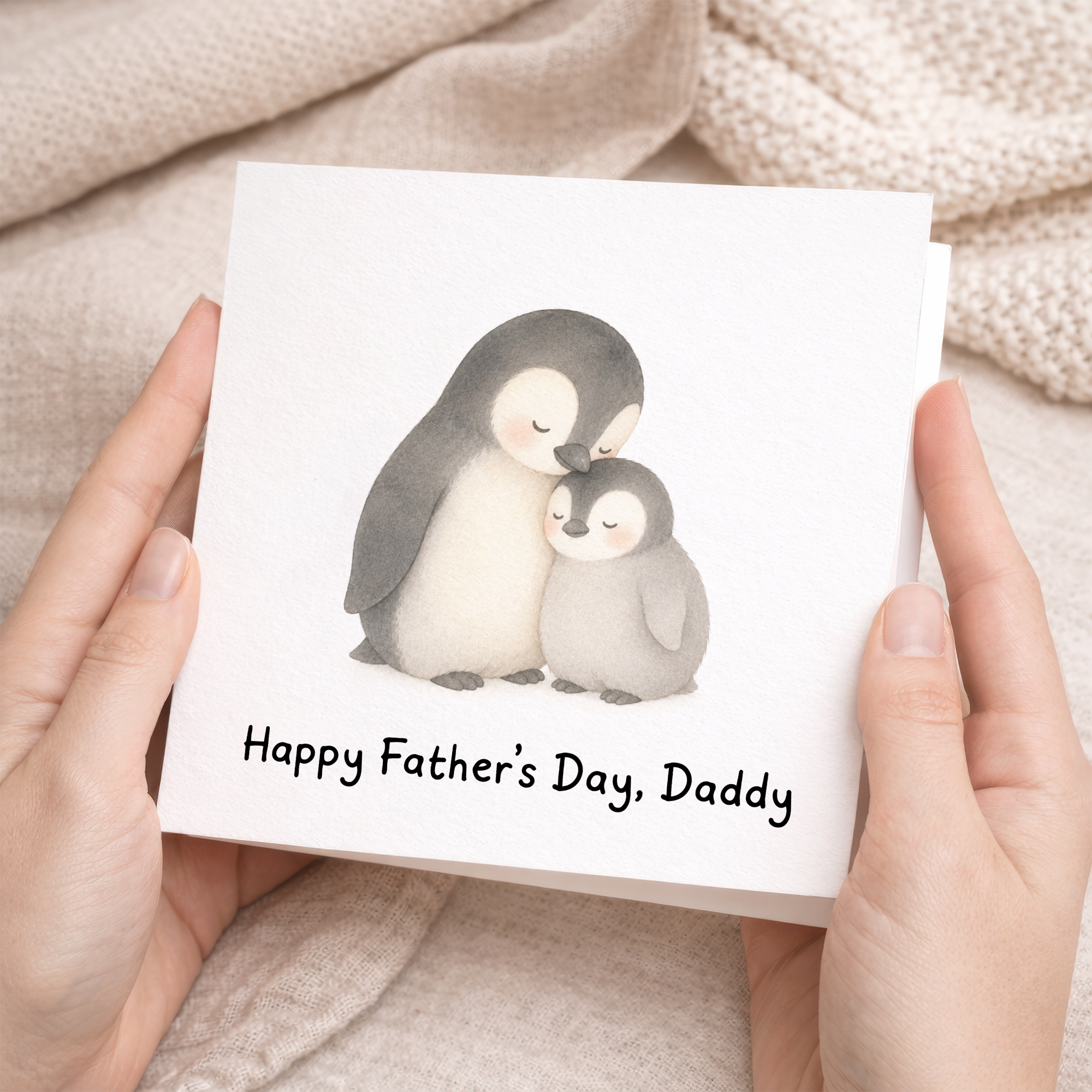 Father's Day Card For Daddy With Cute Penguin Illustration