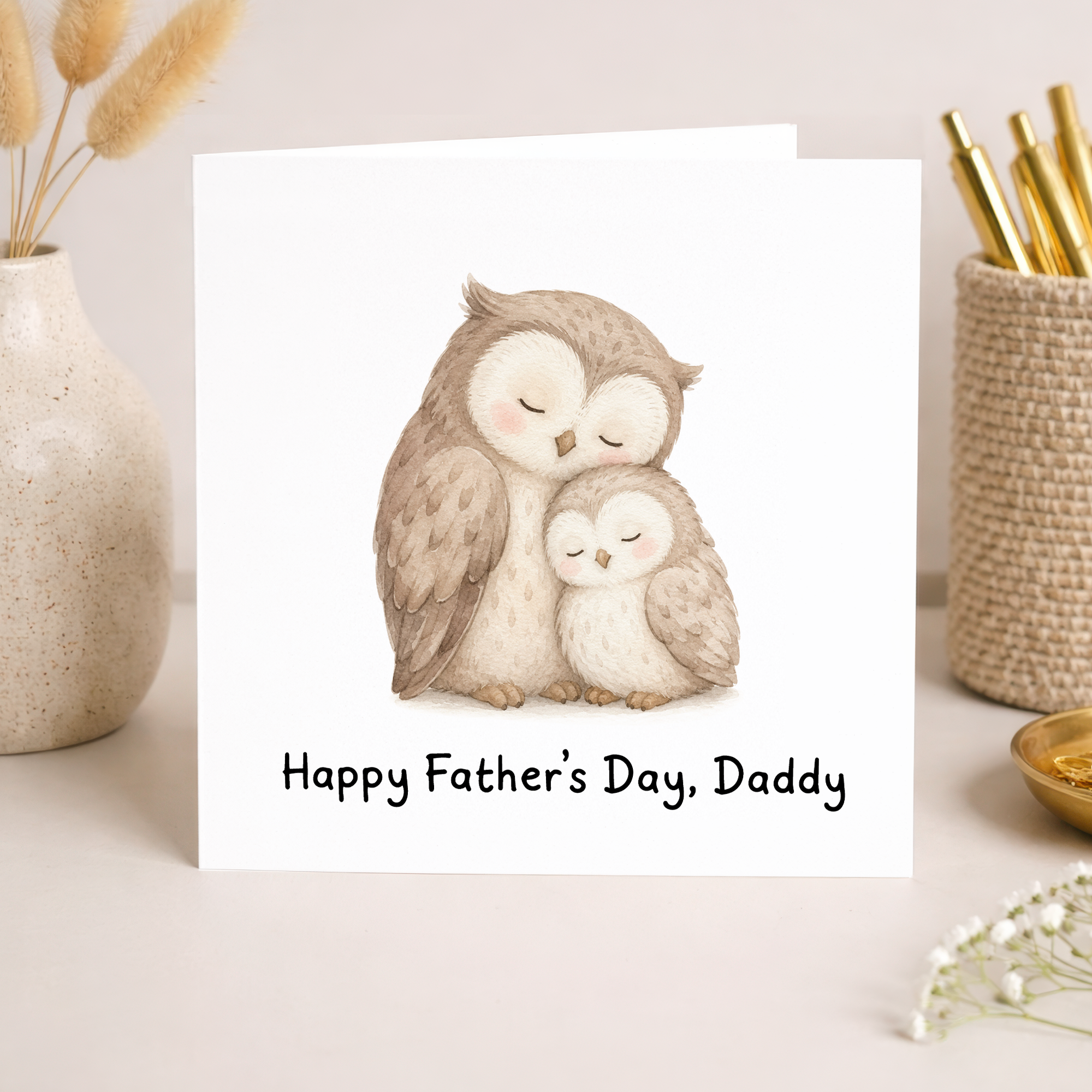 Father's Day Card For Daddy With Cute Owl Illustration