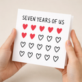 7th Anniversary Card for Couple - Seven Years of Us Hearts Card
