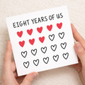 8th Anniversary Card for Couple - Eight Years of Us Hearts Card