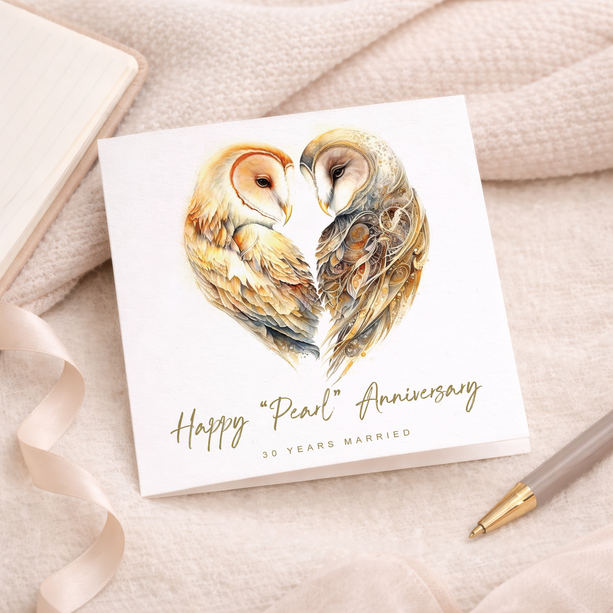 30th Anniversary Card Pearl Anniversary 30 Year Anniversary Card For Husband Owl Anniversary Card For Wife Thirty Year Anniversary Card