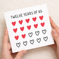 12th Anniversary Card for Couple - Twelve Years of Us Hearts Card
