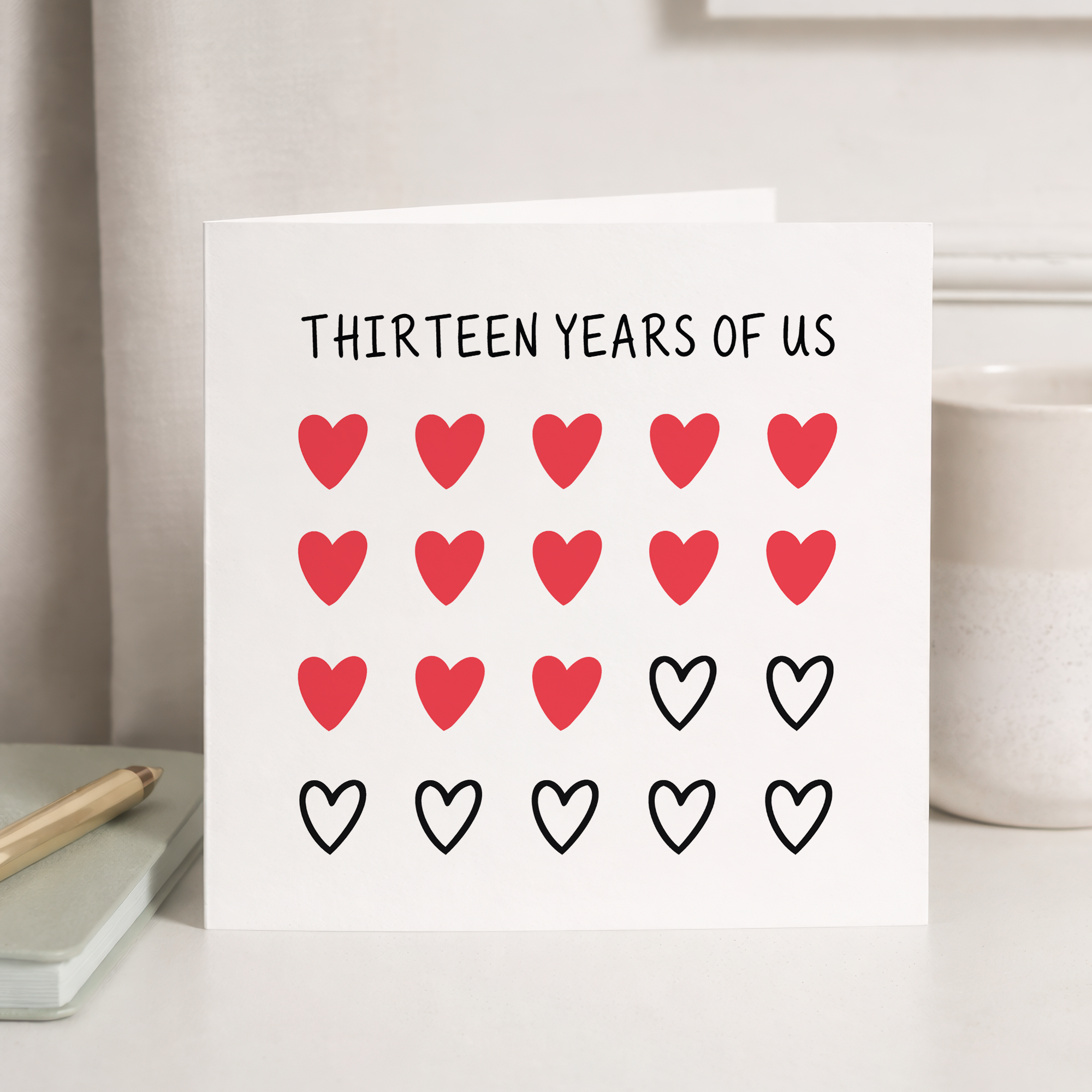 13th Anniversary Card for Couple - Thirteen Years of Us Hearts Card