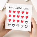 14th Anniversary Card for Couple - Fourteen Years of Us Hearts Card