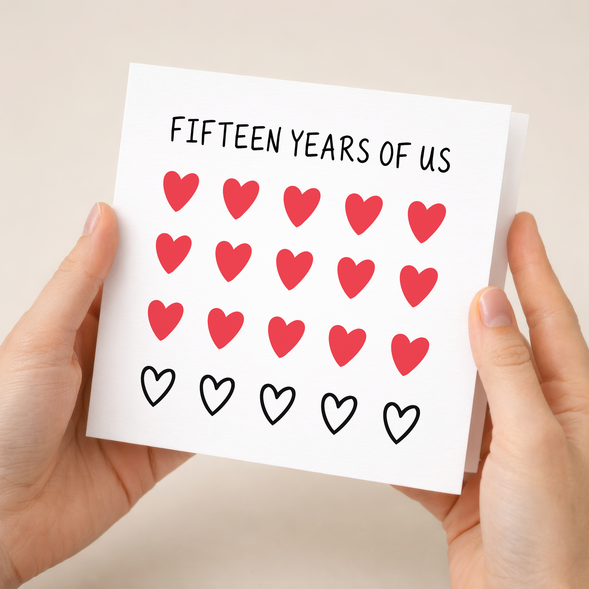 15th Anniversary Card for Couple - Fifteen Years of Us Hearts Card