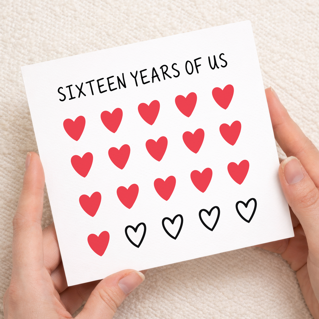 16th Anniversary Card for Couple - Sixteen Years of Us Hearts Card