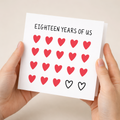 18th Anniversary Card for Couple - Eighteen Years of Us Hearts Card