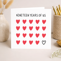 19th Anniversary Card for Couple - Nineteen Years of Us Hearts Card