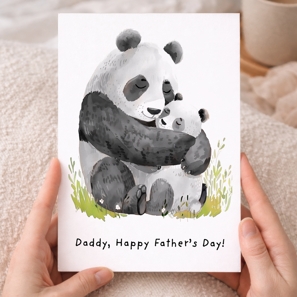 Father's Day Card For Daddy Cute Panda Bear and Cub Illustration Father's Day Card For Dad Father's Day Gift From Child