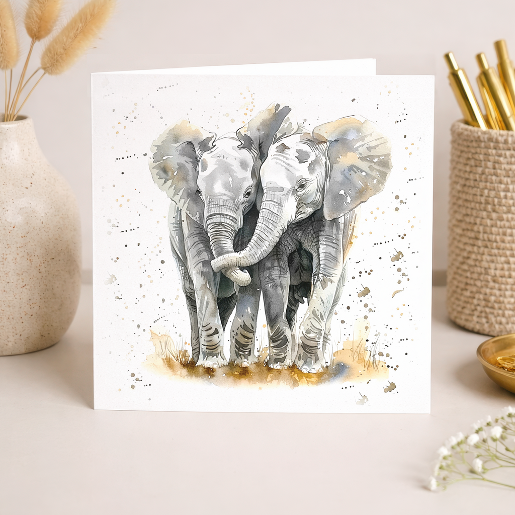 Anniversary Card For Husband or Wife Anniversary Card For Boyfriend or Girlfriend Cute Elephants Wedding Anniversary For Couple