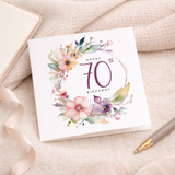70th Birthday Card For Her Floral Seventieth Birthday Card Seventy Card For Mum Gran Grandma Auntie 70 Card For Friend Floral Design