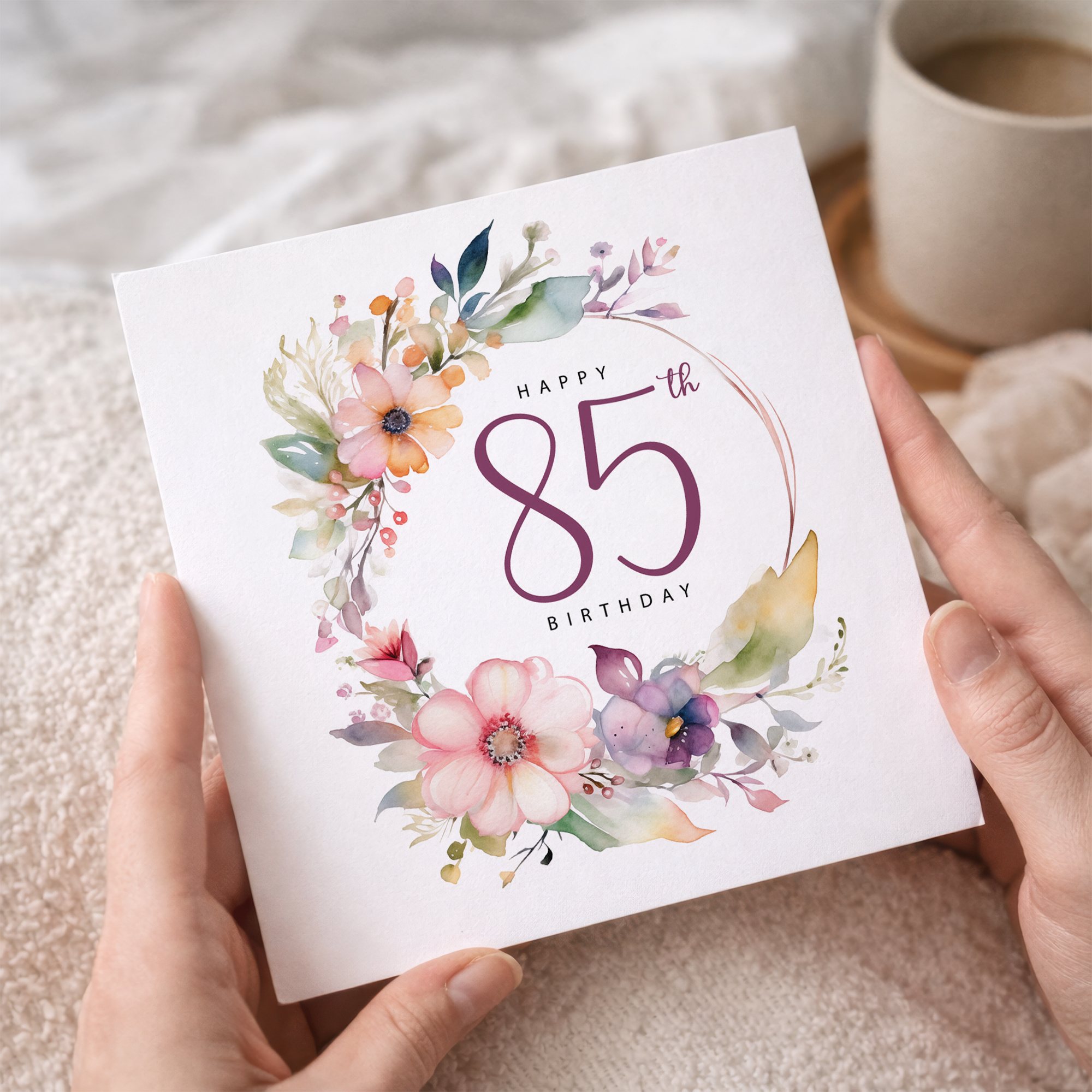85th Birthday Card For Her Floral Eighty Fifth Birthday Card Eighty Five Card For Mum Gran Grandma Auntie 85 Card For Friend Floral Design