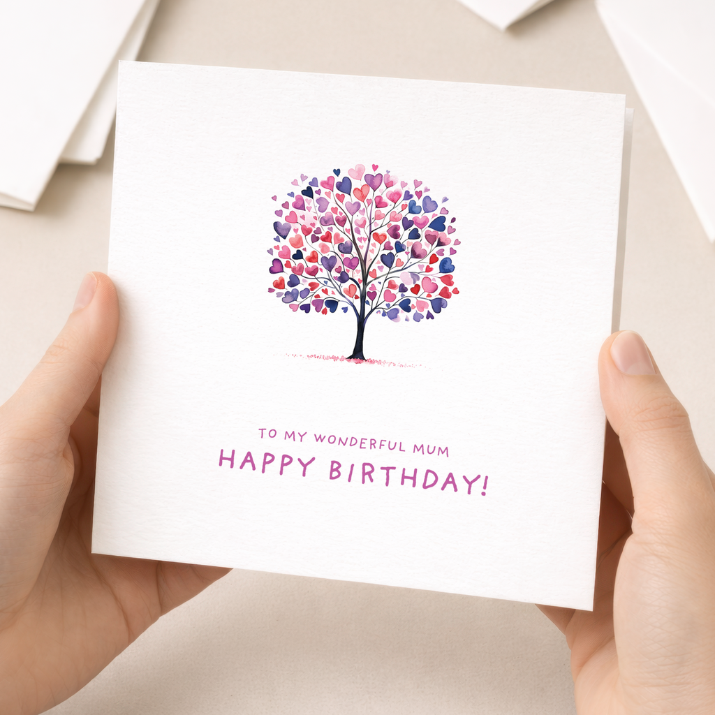 Birthday Card For Mum Flower Birthday Card For Mum Love Hearts Birthday Card For Mum or Mother Wonderful Mum Birthday Card
