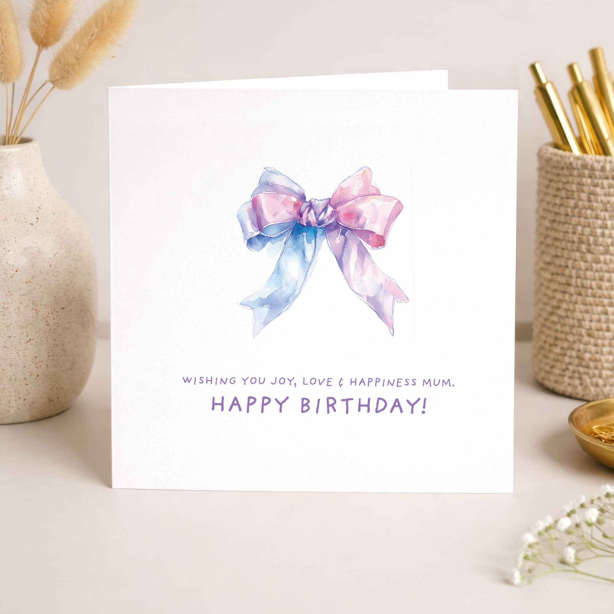 Birthday Card For Mum Pretty Birthday Card For Mum Lovely Birthday Card For Mum or Mother Beautiful Bow Ribbon Mum Birthday Card