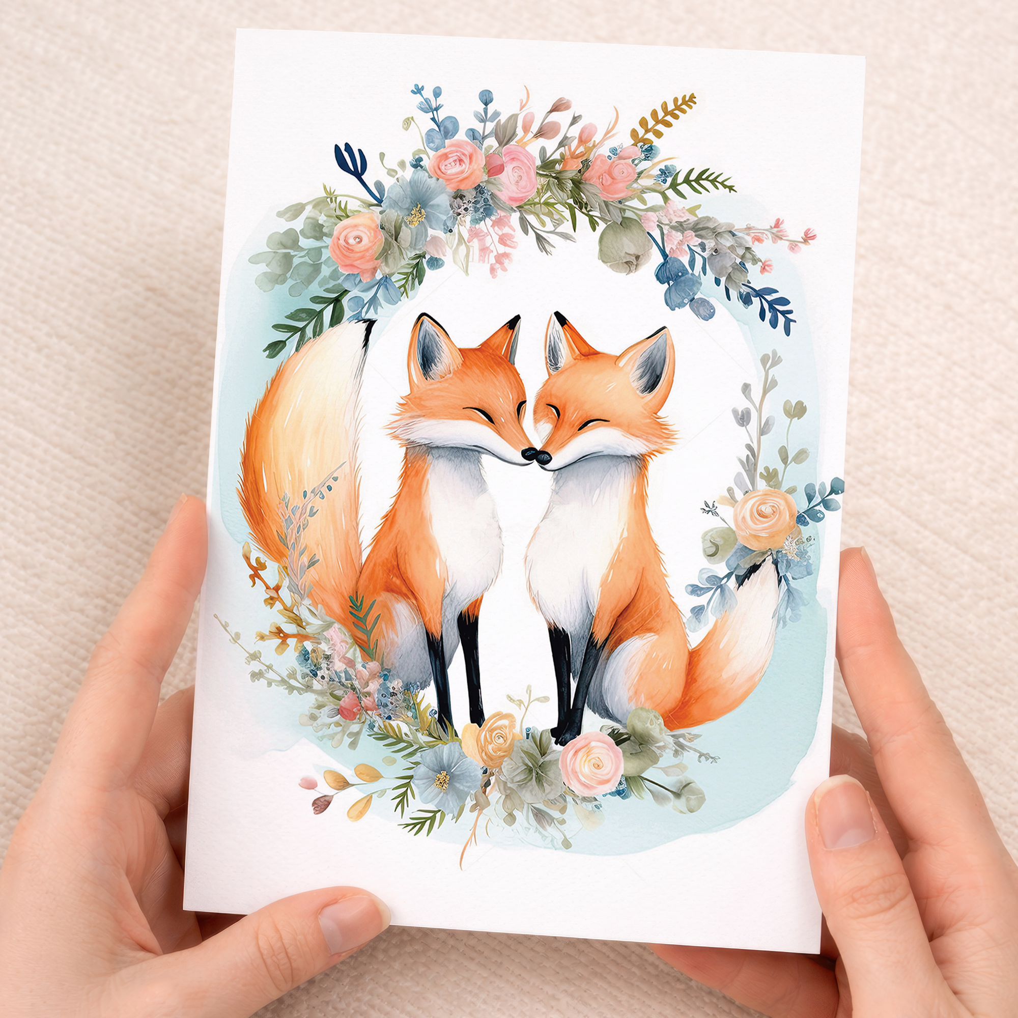 Valentine's Day Card For Husband Card for Anniversary Card For Wife Fox Valentine's Card For Boyfriend or Girlfriend