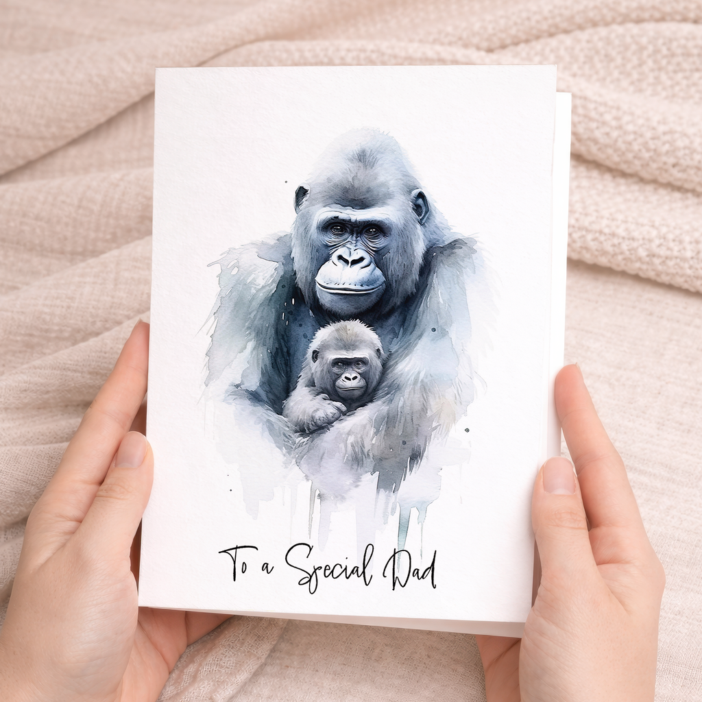 Birthday Card For Dad Card for Fathers Day Birthday Card For Her Birthday Gift For Dad Happy Birthday Card For Dad with Gorilla Illustration