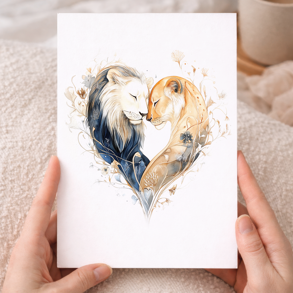 Anniversary Card with Lovebirds Heart Illustration