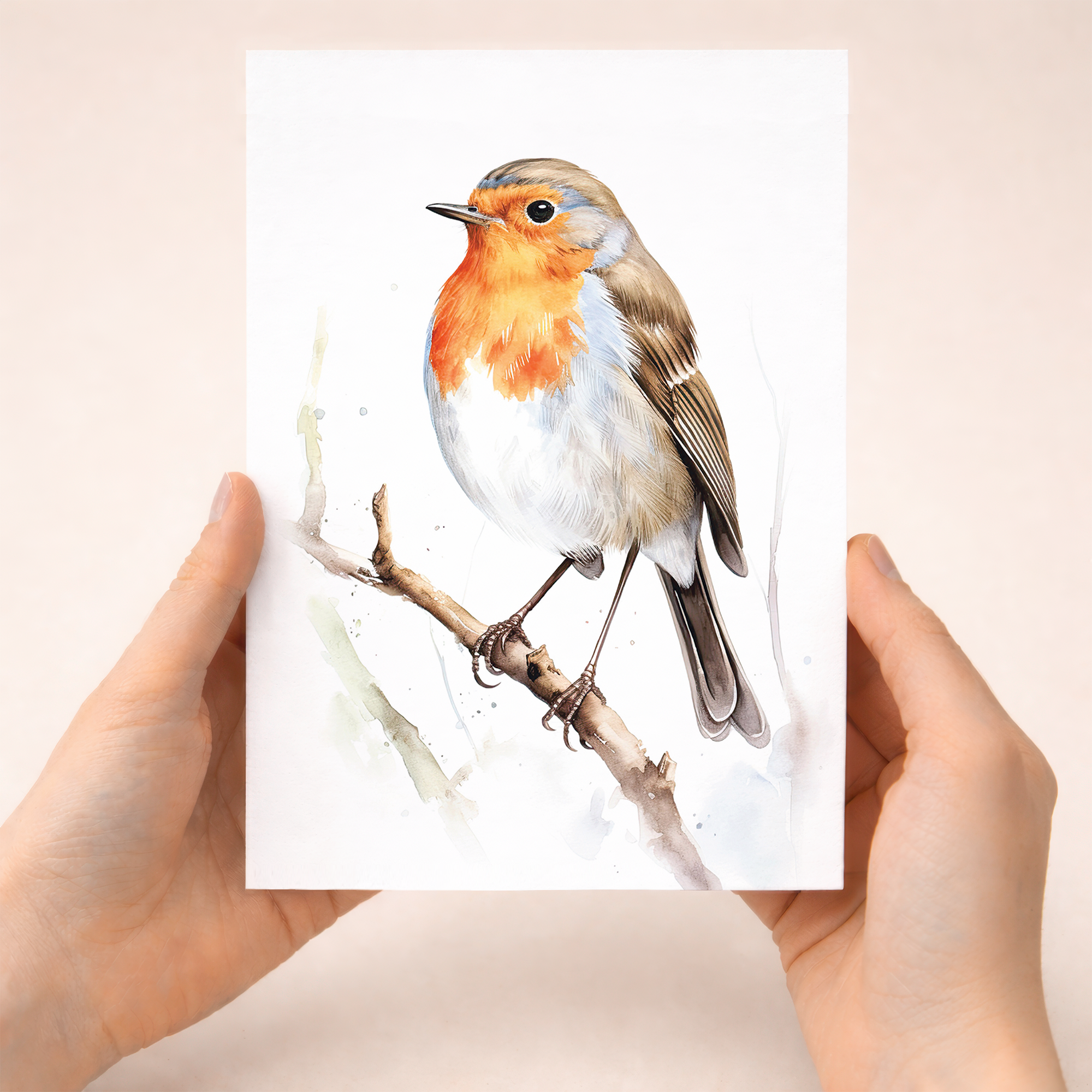 Robin Notelet Card For Anyone Cute Any Occasion Card For Her or For Him 5x7, A6 Card For Birthday or Easter Card Thank You Card Wildlife
