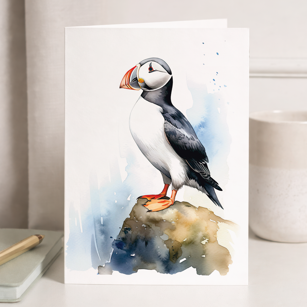 Puffin Notelet Card For Anyone Cute Any Occasion Card For Her or For Him 5x7, A6 Card For Birthday or Easter Card Thank You Card Wildlife
