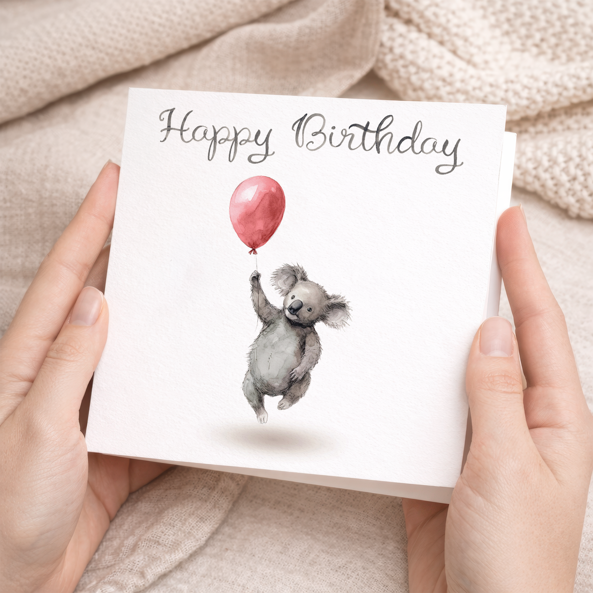 Birthday Card for Child Birthday Card For Kids Birthday Card For Her or Him Cute Koala Birthday Card With Birthday Balloons For Boy or Girl