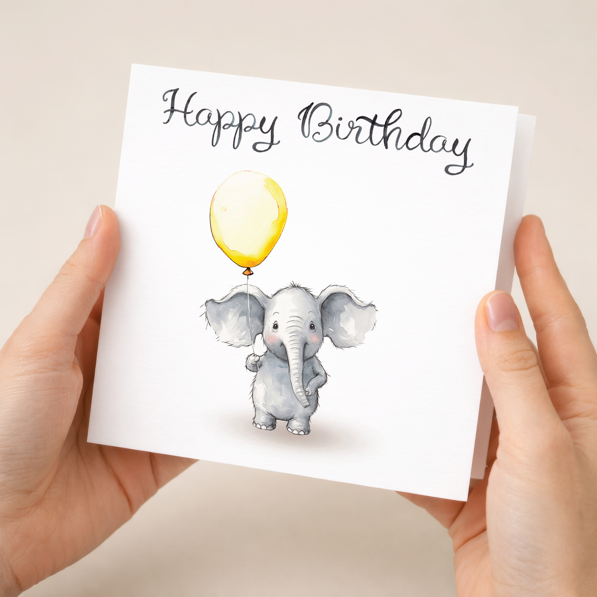 Birthday Card for Child Birthday Card For Girl of Boy Birthday Card For Her or Him Cute Elephant Birthday Card With Birthday Balloons