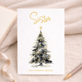 Luxury 5x7 Christmas card for a sister featuring a festive Christmas tree design on eco-friendly paper.