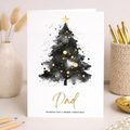 Festive Christmas card for Dad featuring a Christmas tree design and the message Wishing You a Merry Christmas.